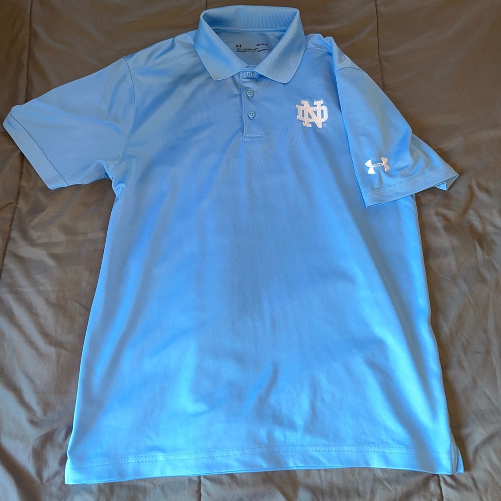 Notre Dame Under Armour Golf Polo - Baby Blue